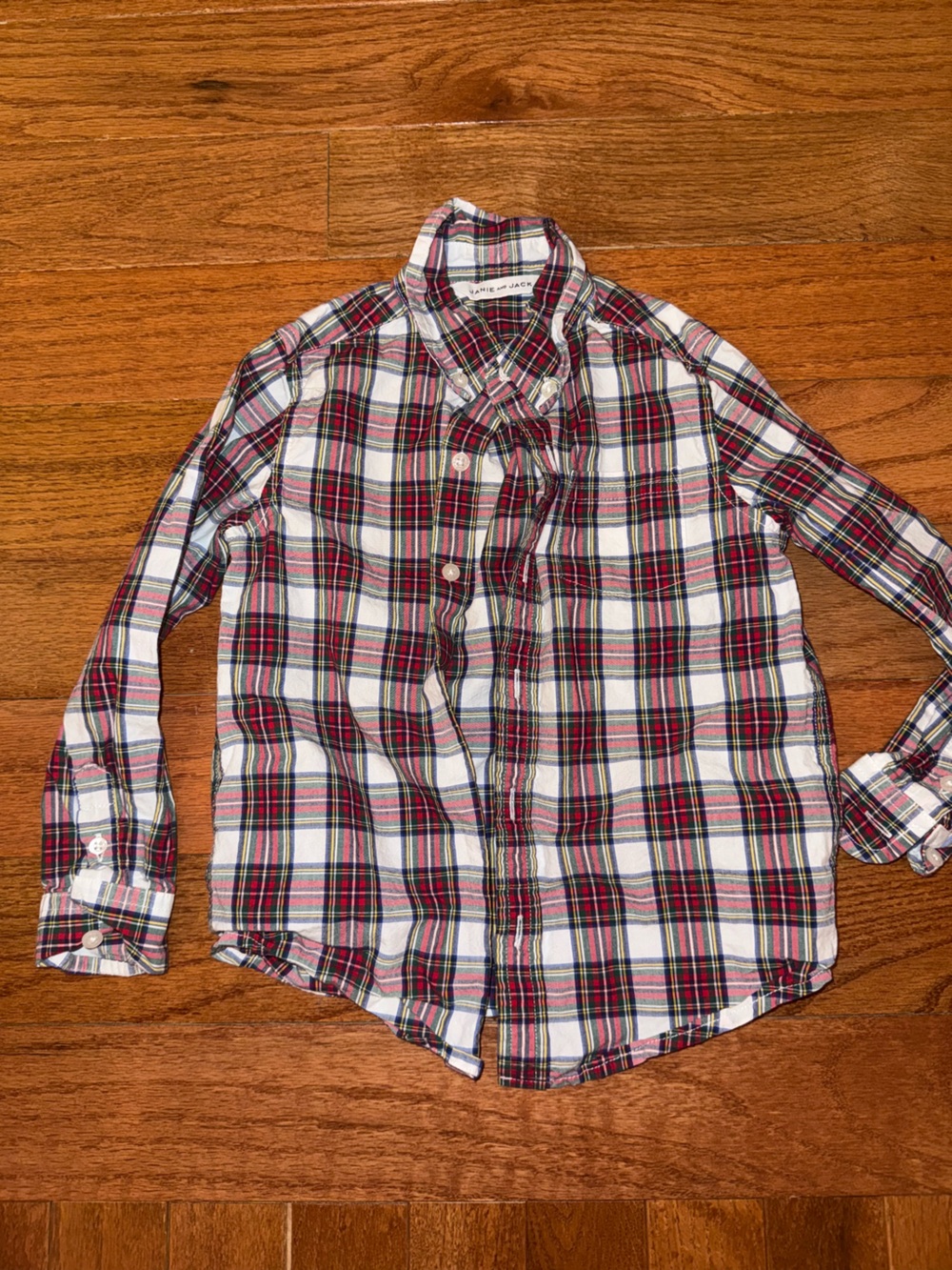 Janie and Jack Red and White Plaid Button-Down Shirt